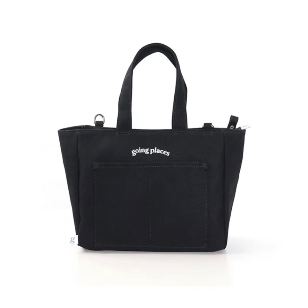 Going places tote bag in black